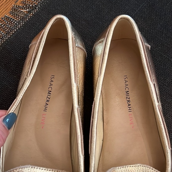 Isaac Mizrahi Live Gold metallic Lame' Tassel leather Loafers 9W new preppy - Picture 3 of 8